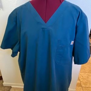 Carhartt Surgical Scrub Top Blue Ripstop Pocket Nurse Medical Men's Large